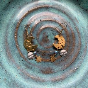 moon and stars chandelier earrings